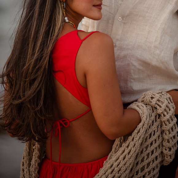 CULT GAIA Dua red linen maxi dress - Picture 7 of 9